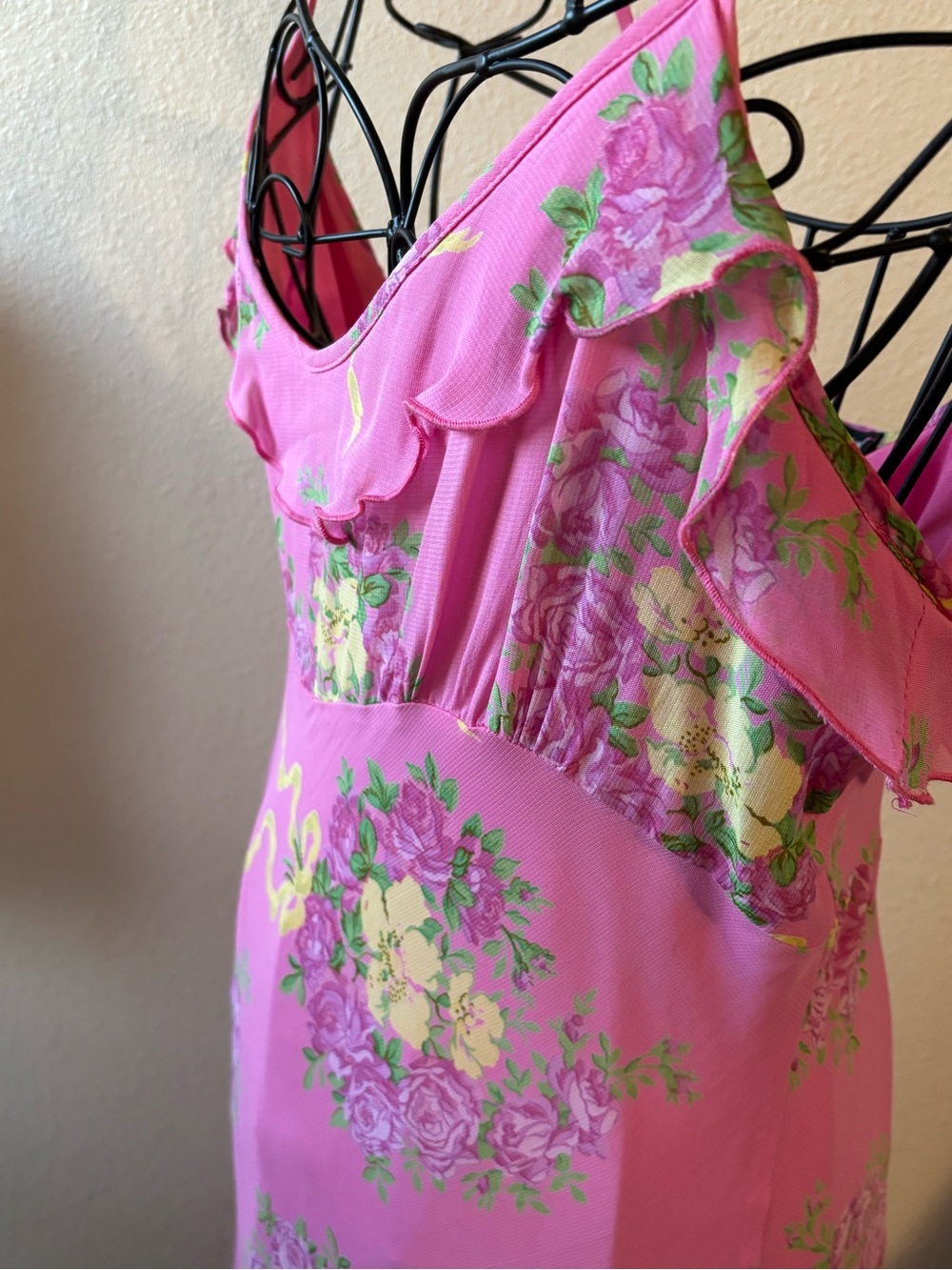 Betsey Johnson Pink Bouquet Slip Dress - Picture 2 of 4